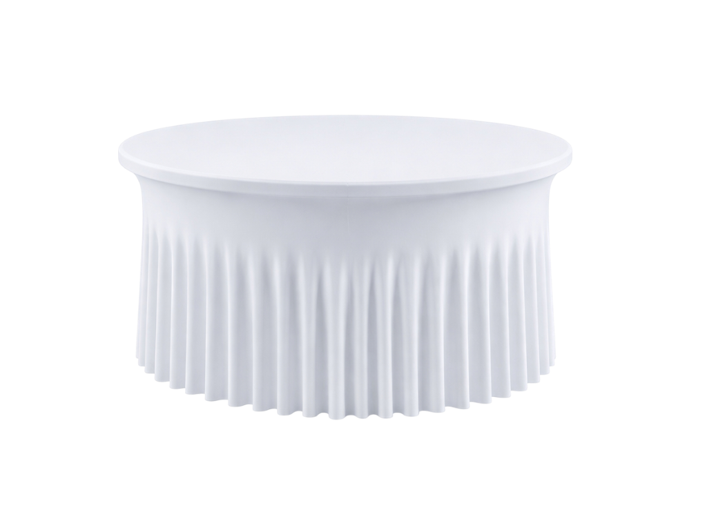TENTino Elastický ubrus SKIRTING na kulatý stůl 152 cm Barva ubrusu: BÍLÁ / WHITE