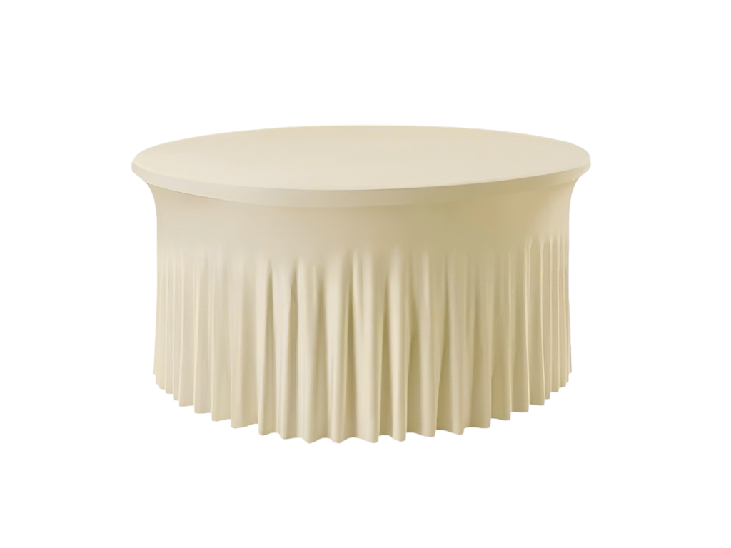 TENTino Elastický ubrus SKIRTING na kulatý stůl 180 cm Barva ubrusu: ŠAMPAŇ / CHAMPAGNE