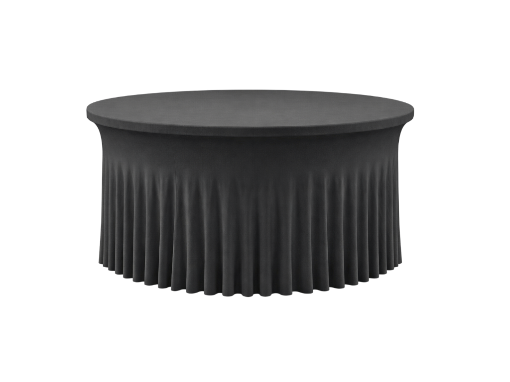 TENTino Elastický ubrus SKIRTING na kulatý stůl 180 cm Barva ubrusu: TMAVĚ ŠEDÁ / ANTRACIT
