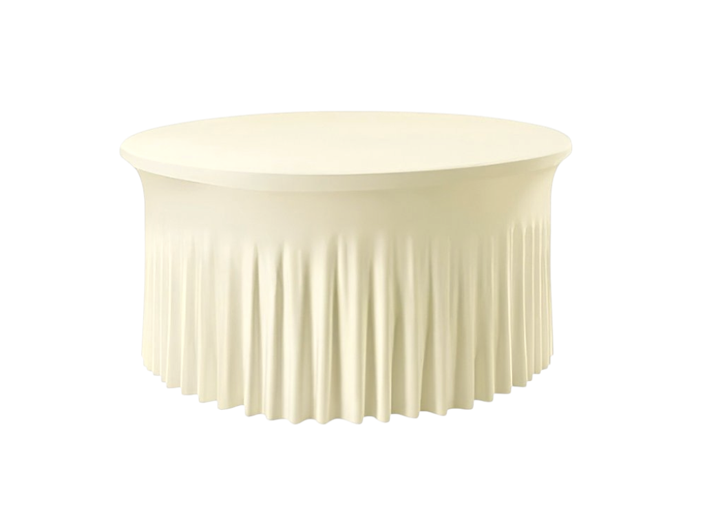 TENTino Elastický ubrus SKIRTING na kulatý stůl 180 cm Barva ubrusu: KRÉMOVÁ / IVORY