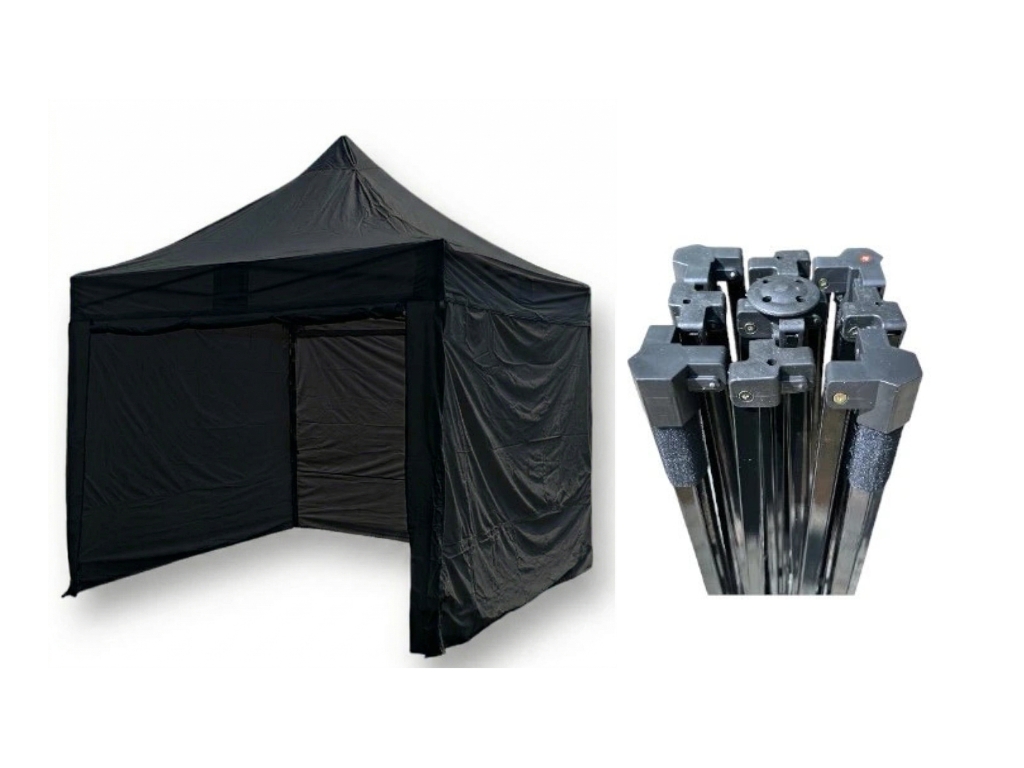 TENTino Nůžkový párty stan 3x3 m STEEL HEXAGON Barva opláštění (Zvolte variantu): 11A - ČERNÁ