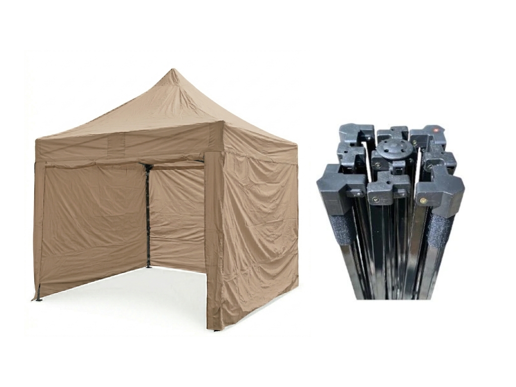 TENTino Nůžkový párty stan 3x3 m STEEL HEXAGON Barva opláštění (Zvolte variantu): 3A - BÉŽOVÁ