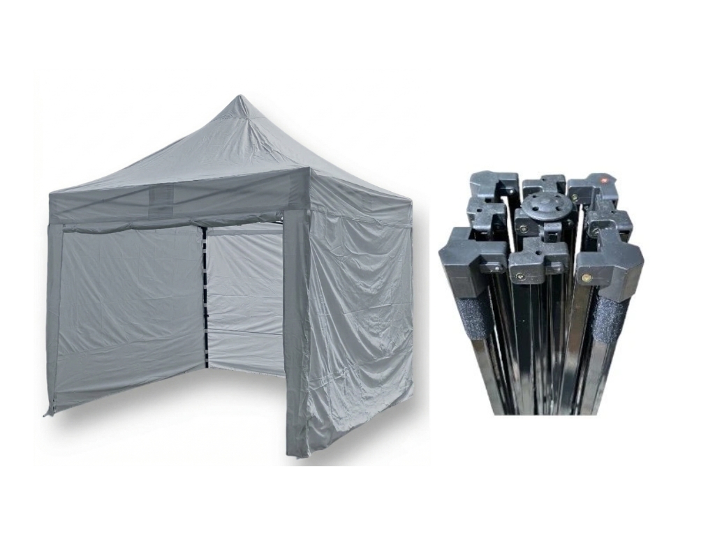 TENTino Nůžkový párty stan 3x3 m STEEL HEXAGON Barva opláštění (Zvolte variantu): 5A - ŠEDÁ