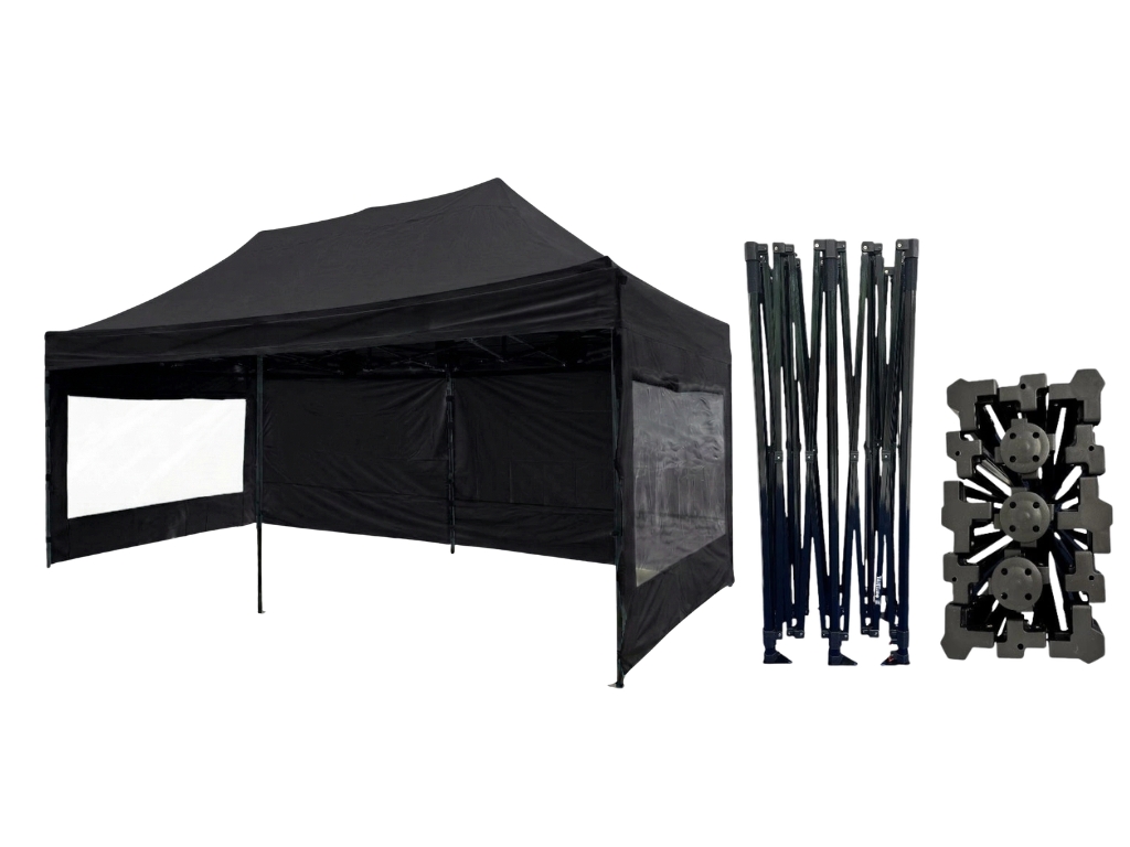 TENTino Nůžkový párty stan 3x6 m /6 noh STEEL HEXAGON Barva opláštění (Zvolte variantu): 11A - ČERNÁ