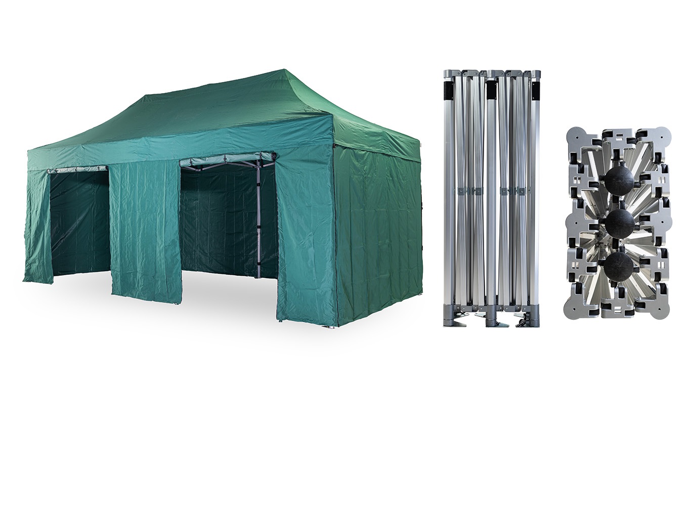 Nůžkový párty stan 4x8 m TENTino BIG HEXAGON EXTRA HIGH ROOF Barva opláštění (Zvolte variantu): 9A - ZELENÁ