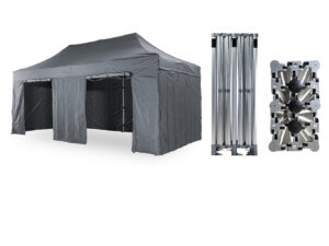 Nůžkový párty stan 4x8 m TENTino BIG HEXAGON EXTRA HIGH ROOF Barva opláštění (Zvolte variantu): 17A - ANTRACIT