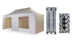 Nůžkový párty stan 4x8 m TENTino BIG HEXAGON EXTREME EXTRA HIGH ROOF Barva opláštění (Zvolte variantu): 2A - KRÉMOVÁ