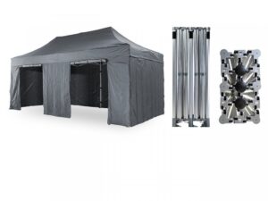 Nůžkový párty stan 4x8 m TENTino BIG HEXAGON EXTREME EXTRA HIGH ROOF Barva opláštění (Zvolte variantu): 17A - ANTRACIT