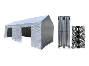 Nůžkový párty stan 4x8 m TENTino GABLED PVC Barva opláštění (Zvolte variantu): 1A - BÍLÁ