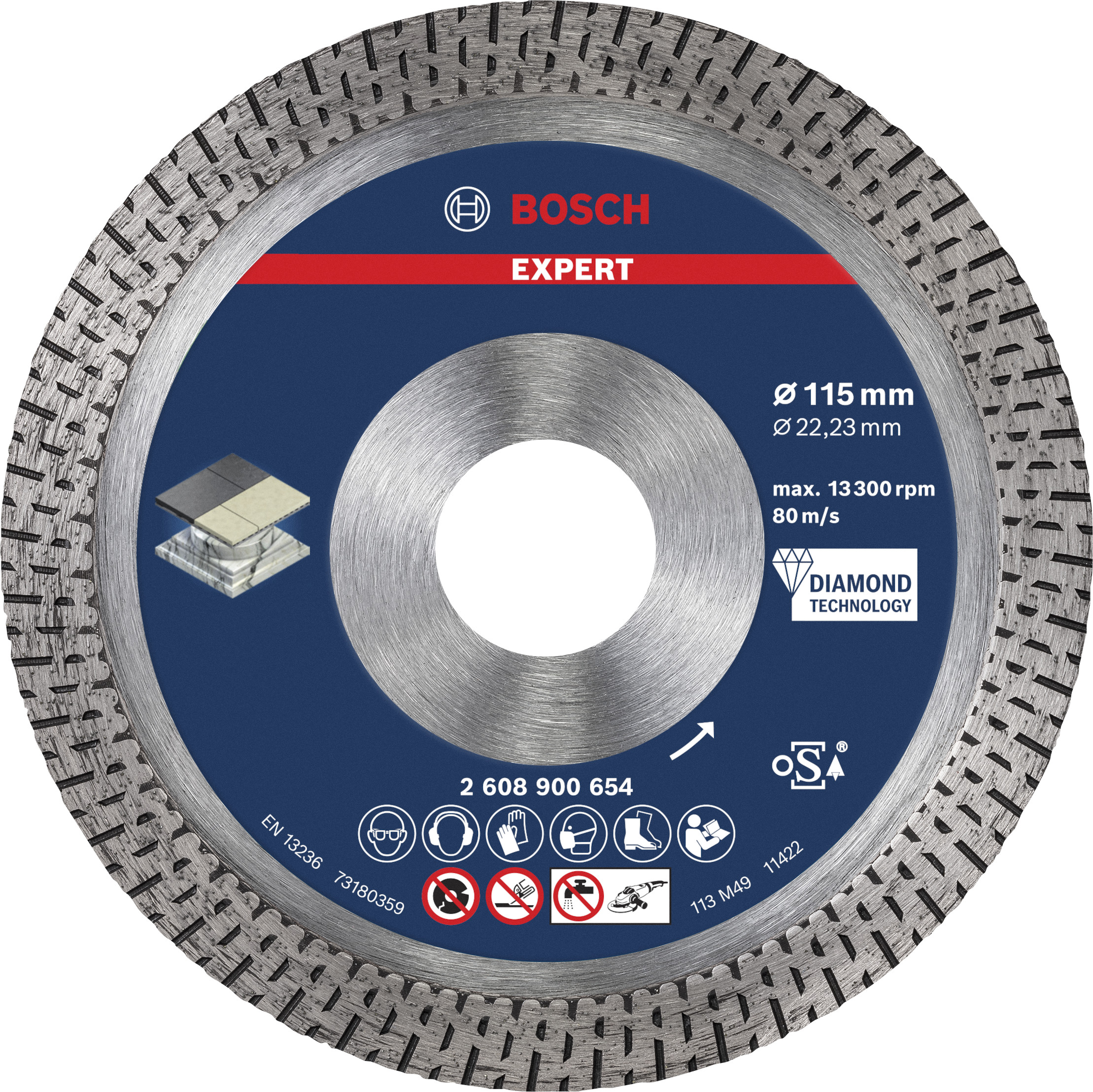 Diamantový řezný kotouč Bosch EXPERT HardCeramic 115 mm