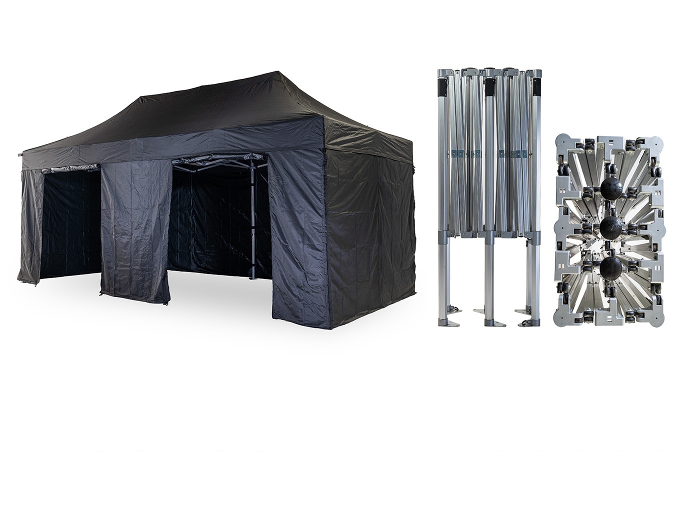 Nůžkový párty stan 4x6 m /6 noh TENTino BIG HEXAGON Barva opláštění (Zvolte variantu): 11A - ČERNÁ
