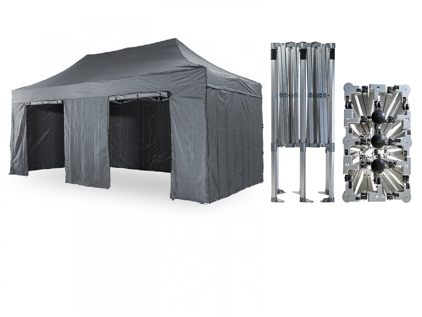 Nůžkový párty stan 4x6 m /6 noh TENTino BIG HEXAGON Barva opláštění (Zvolte variantu): 17A - ANTRACIT