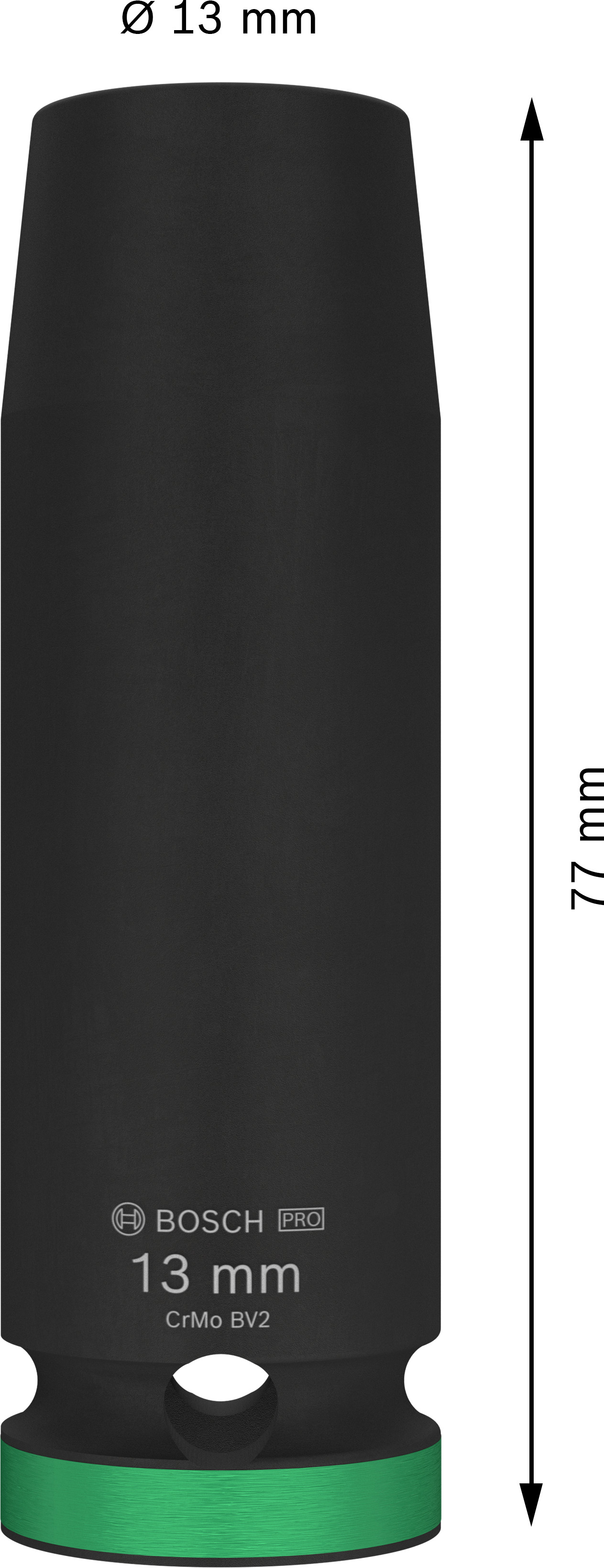 Prodloužená průmyslová hlavice 1/2" Bosch PRO IMPACT Dostupné varianty: Prodloužená průmyslová hlavice 1/2" Bosch PRO IMPACT 13 mm