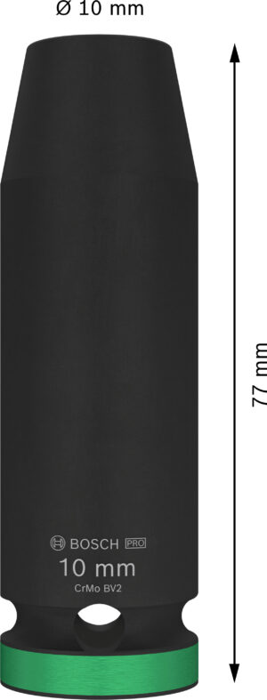 Prodloužená průmyslová hlavice 1/2" Bosch PRO IMPACT Dostupné varianty: Prodloužená průmyslová hlavice 1/2" Bosch PRO IMPACT 10 mm
