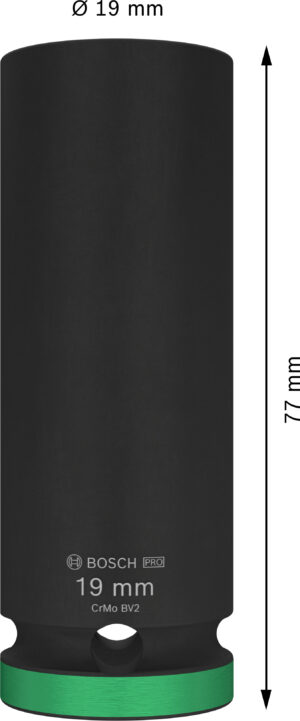 Prodloužená průmyslová hlavice 1/2" Bosch PRO IMPACT Dostupné varianty: Prodloužená průmyslová hlavice 1/2" Bosch PRO IMPACT 19 mm
