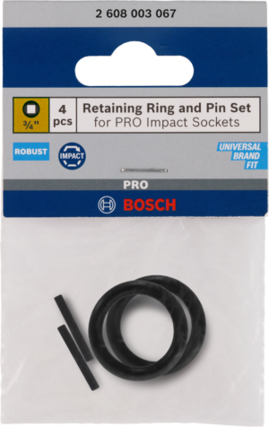 Pojistný kroužek a dřík Bosch PRO 3/4" 4ks