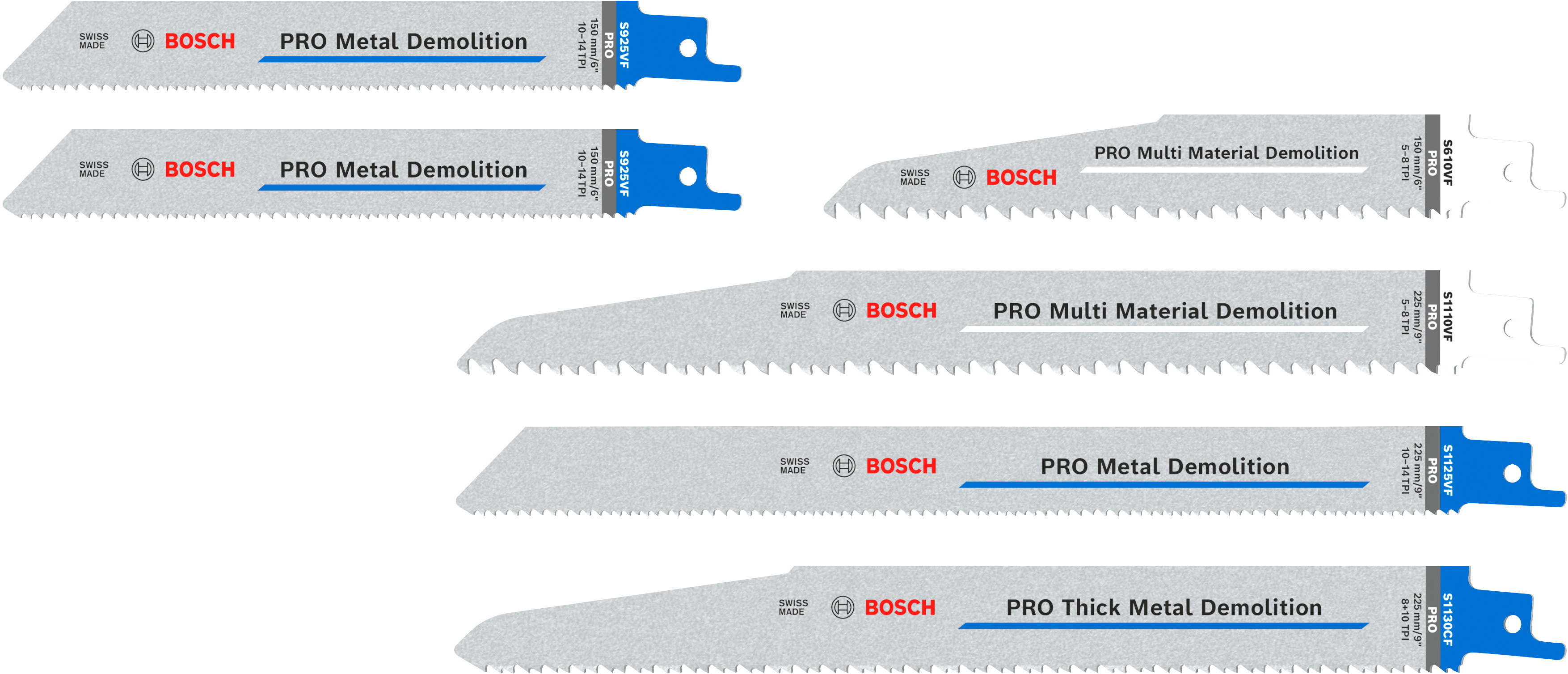 Sada pilových listů pro pily ocasky Bosch PRO Demolition (6 ks)