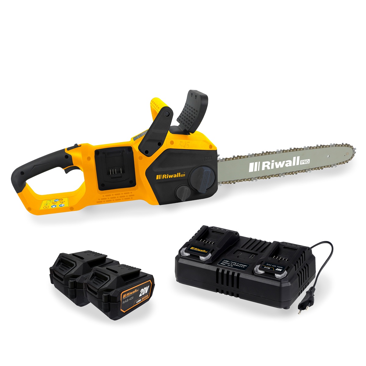 Aku řetězová pila Riwall PRO RACS 4020i SET