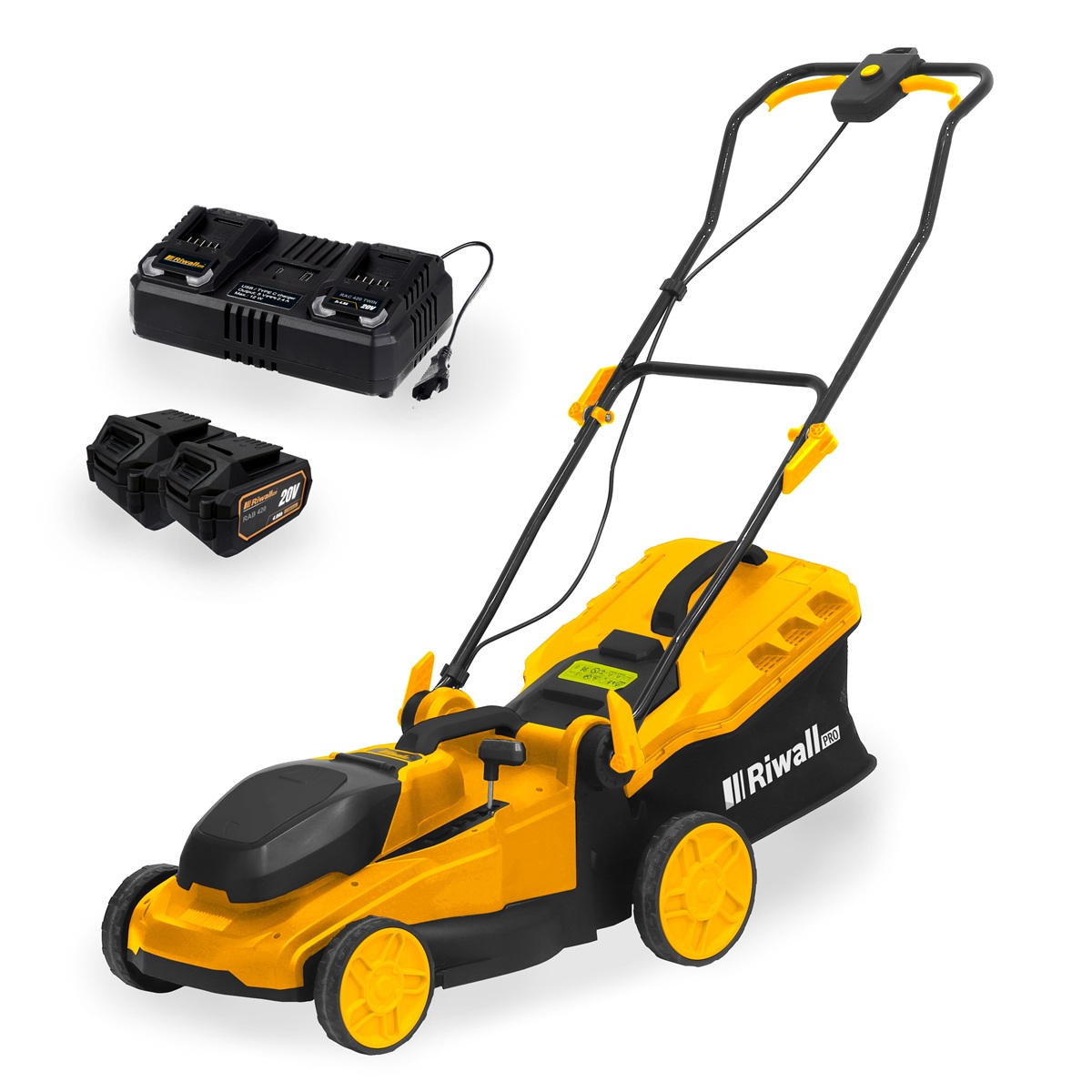 Aku sekačka 2 x 20 V + 2x 4 Ah baterie Riwall PRO RALM 4020i SET