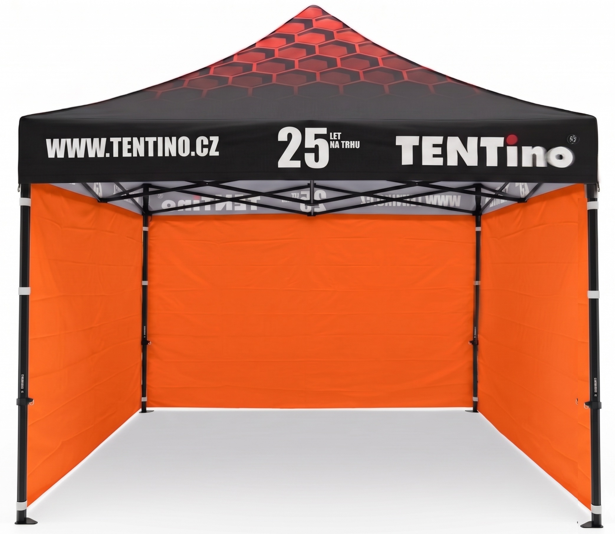 TENTino Nůžkový stan 3x3m STEEL HEXAGON – Limitovaná edice 25 let + potisk Barva opláštění (Zvolte variantu): 6A - ORANŽOVÁ