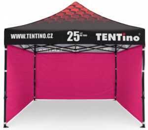 TENTino Nůžkový stan 3x3m STEEL HEXAGON – Limitovaná edice 25 let + potisk Barva opláštění (Zvolte variantu): 14A - RŮŽOVÁ