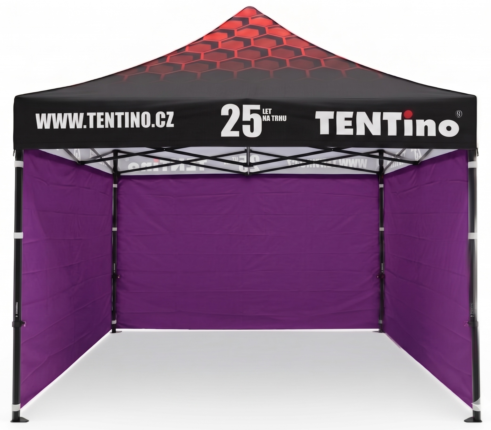 TENTino Nůžkový stan 3x3m STEEL HEXAGON – Limitovaná edice 25 let + potisk Barva opláštění (Zvolte variantu): 15A - FIALOVÁ