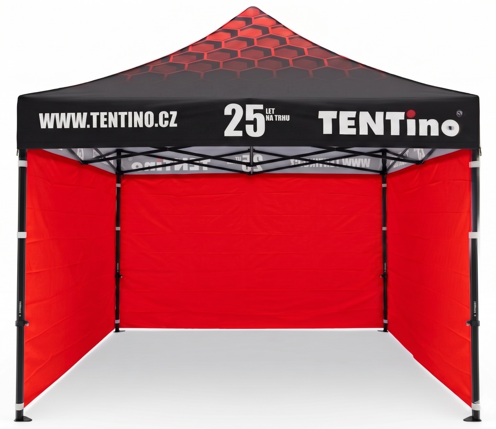 TENTino Nůžkový stan 3x3m STEEL HEXAGON – Limitovaná edice 25 let + potisk Barva opláštění (Zvolte variantu): 7A - ČERVENÁ