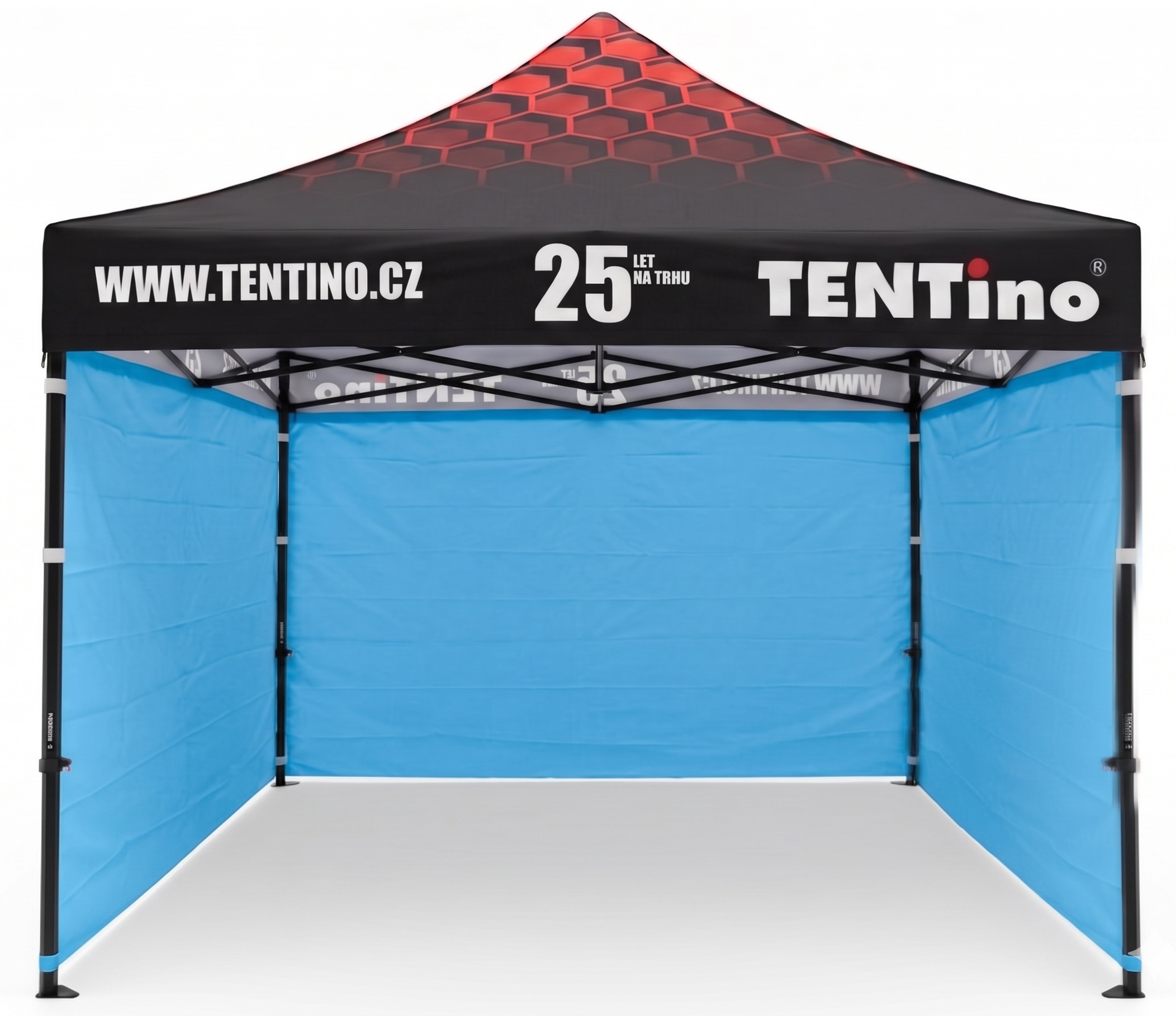 TENTino Nůžkový stan 3x3m STEEL HEXAGON – Limitovaná edice 25 let + potisk Barva opláštění (Zvolte variantu): 12A - SVĚTLE MODRÁ