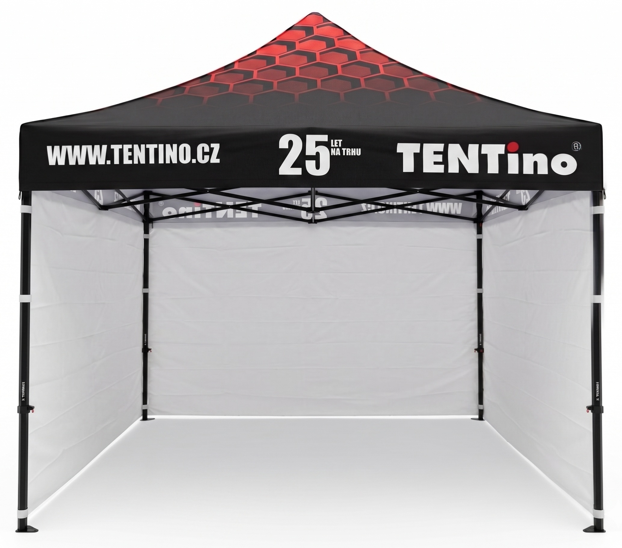 TENTino Nůžkový stan 3x3m STEEL HEXAGON – Limitovaná edice 25 let + potisk Barva opláštění (Zvolte variantu): 1A - BÍLÁ