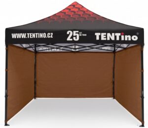 TENTino Nůžkový stan 3x3m STEEL HEXAGON – Limitovaná edice 25 let + potisk Barva opláštění (Zvolte variantu): 10A - HNĚDÁ