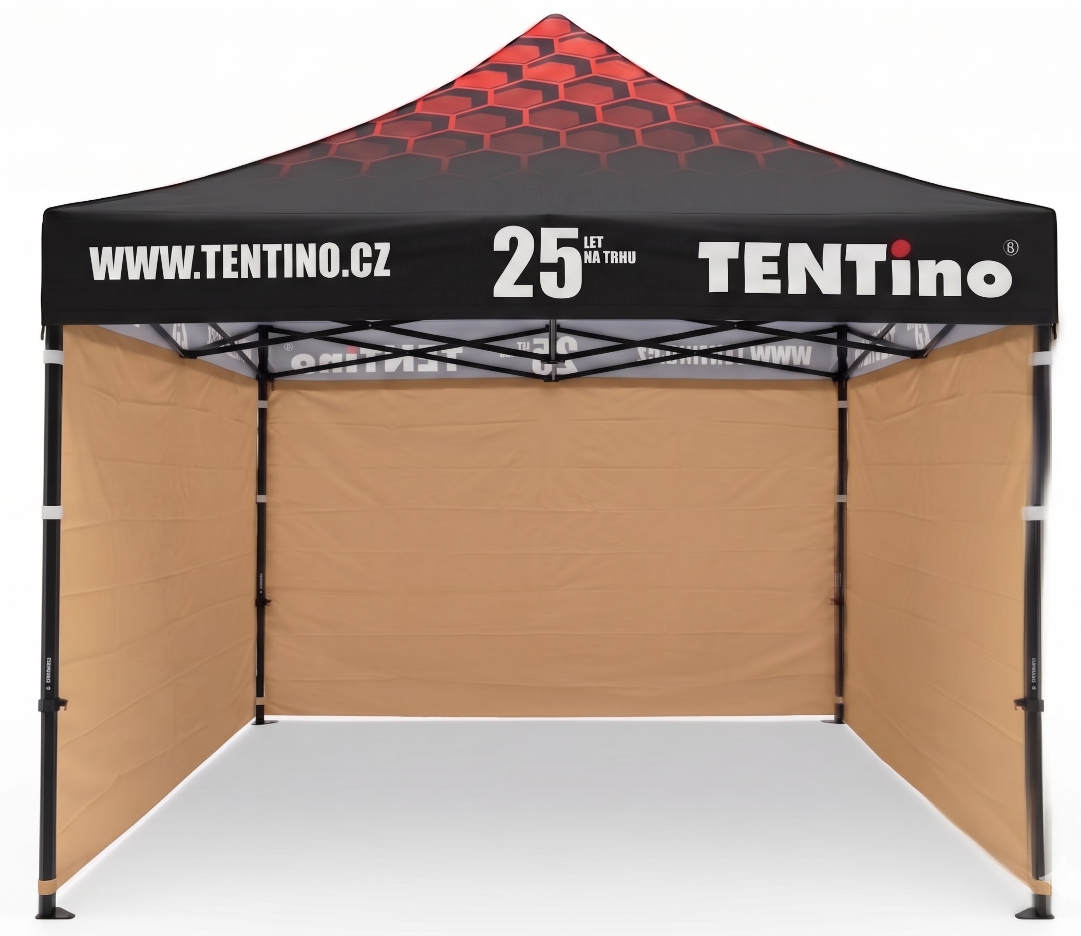 TENTino Nůžkový stan 3x3m STEEL HEXAGON – Limitovaná edice 25 let + potisk Barva opláštění (Zvolte variantu): 10B - SVĚTLE HNĚDÁ