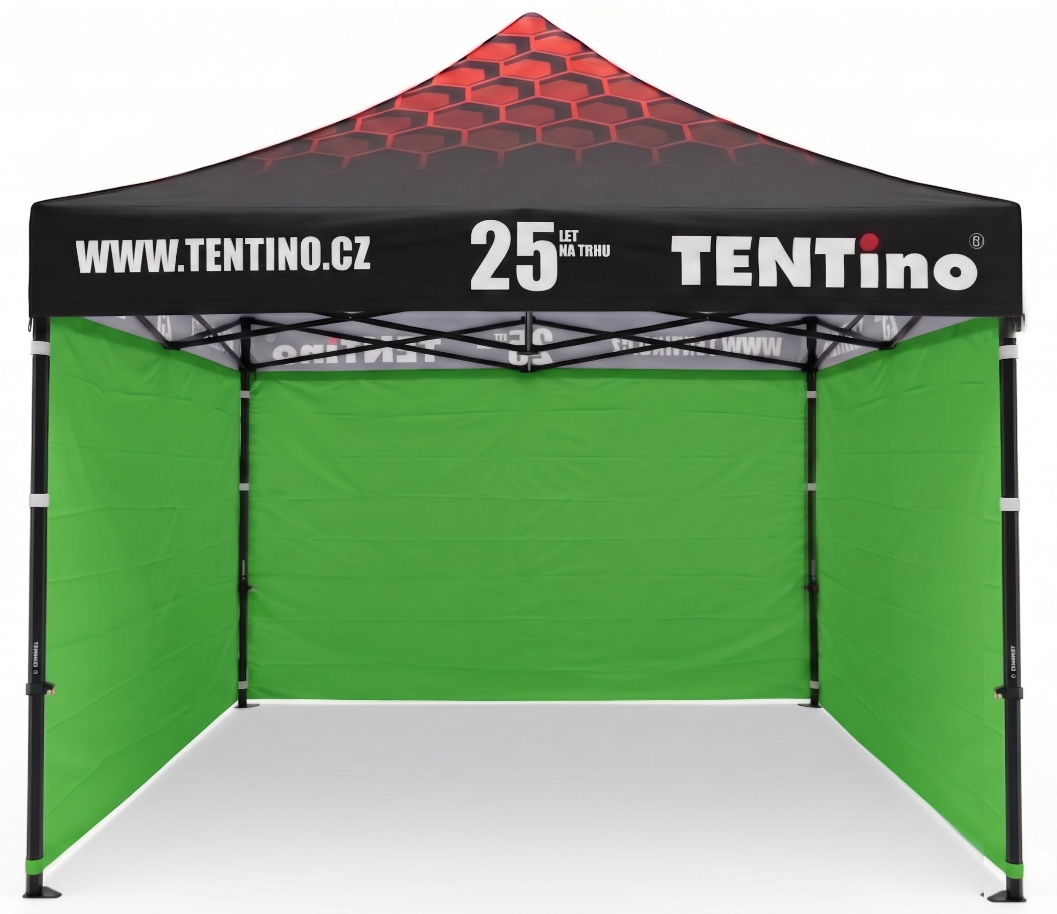 TENTino Nůžkový stan 3x3m STEEL HEXAGON – Limitovaná edice 25 let + potisk Barva opláštění (Zvolte variantu): 13A - SVĚTLE ZELENÁ