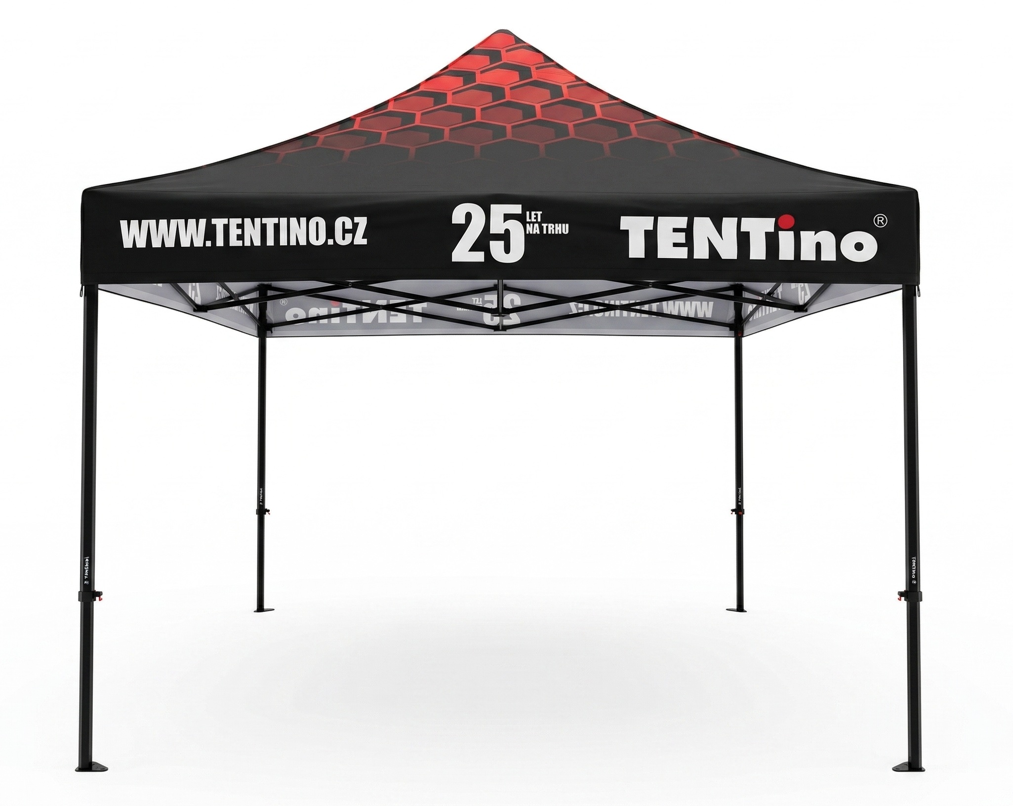 TENTino Nůžkový stan 3x3m STEEL HEXAGON – Limitovaná edice 25 let + potisk Barva opláštění (Zvolte variantu): 0A - BEZ BOČNIC