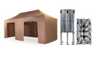 Nůžkový párty stan 4x6 m /6 noh TENTino BIG HEXAGON EXTREME Barva opláštění (Zvolte variantu): 10B - SVĚTLE HNĚDÁ