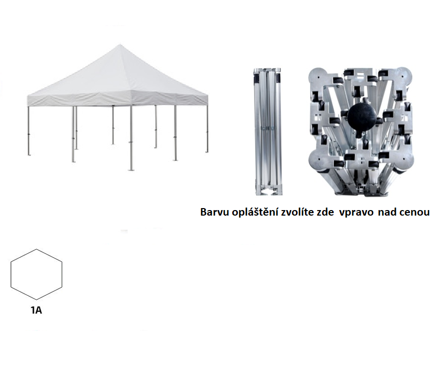 Nůžkový párty stan 5x5 m TENTino BIG HEXAGON EXTREME Barva opláštění (Zvolte variantu): 1A - BÍLÁ
