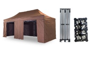 Nůžkový párty stan 3x6 m TENTino SMALL HEXAGON Barva opláštění (Zvolte variantu): 10A - HNĚDÁ
